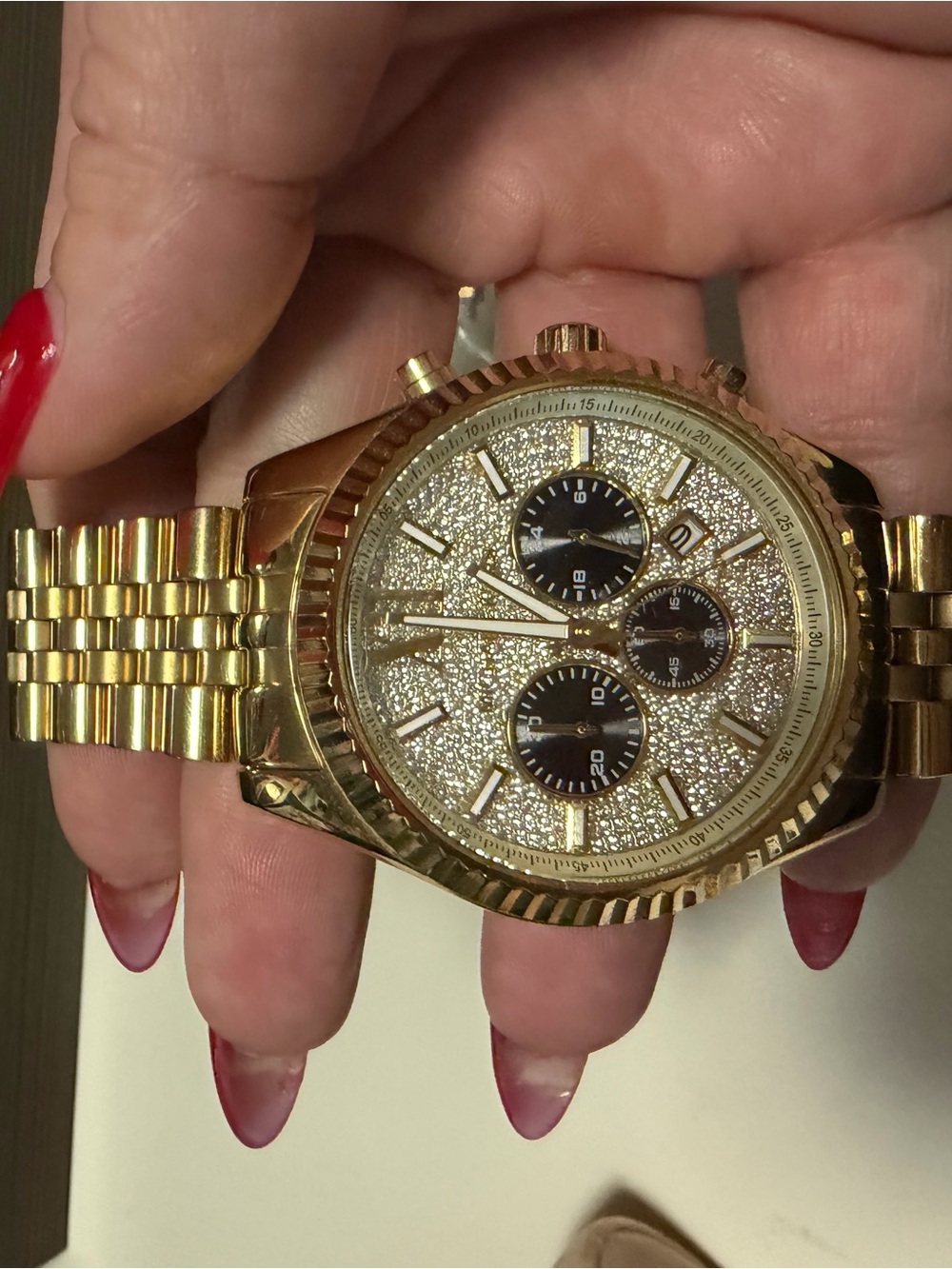 Michael Kors Gold-Tone Crystal Dial Chronograph Watch